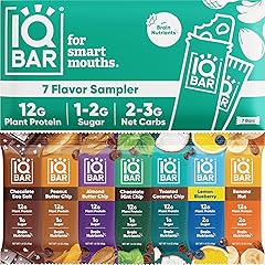 IQBAR Brain and Body Plant Protein Bars - 7 Bar Sampler Variety Pack - Keto, Vegan, Low Carb, High Fiber, Gluten Free, Dairy 