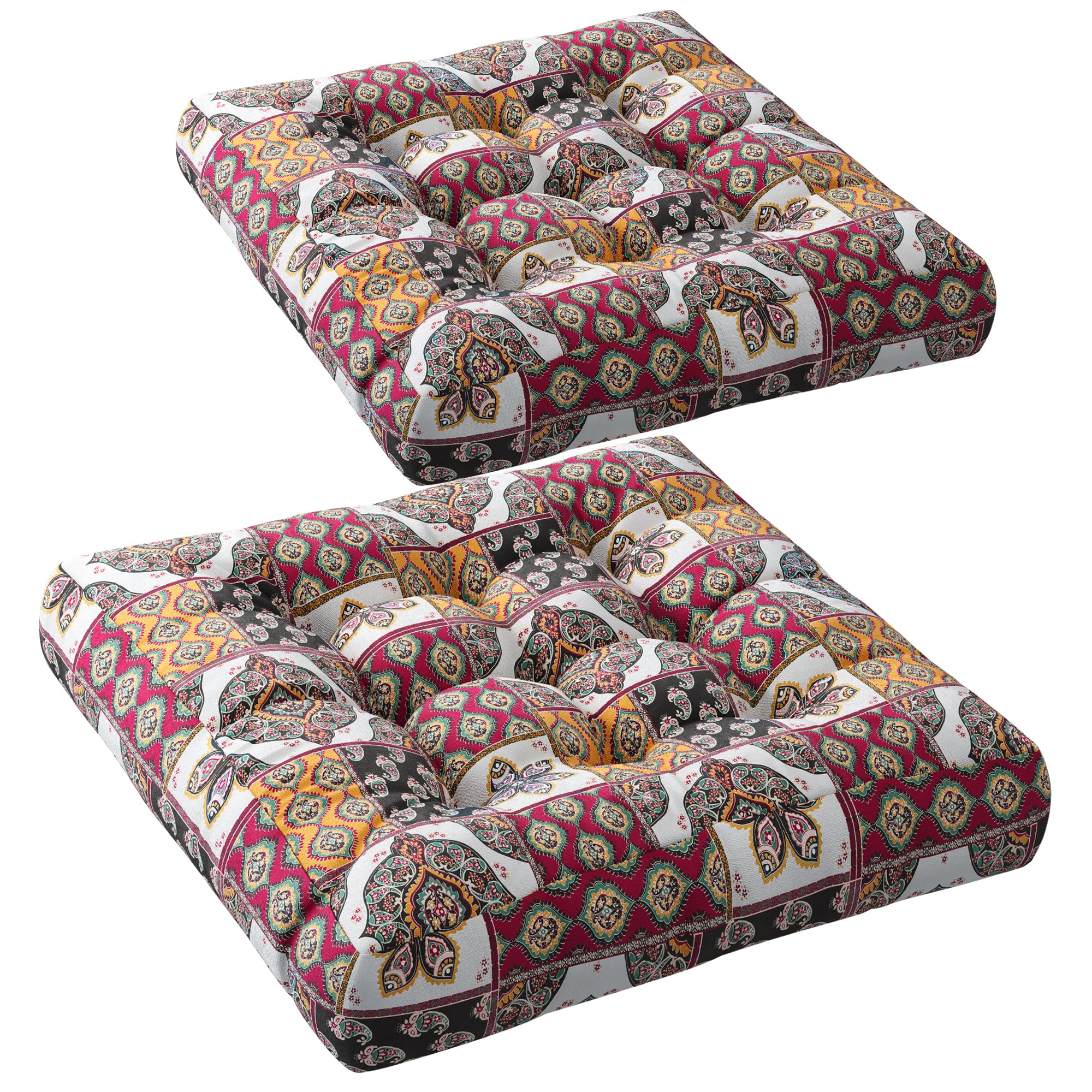 Photo 1 of Codi Meditation Floor Cushions Set of 2, Large Pillow Sitting for Adults and Kids, Bohemian Seats for Reading Yoga Living Room Tatami, Memory Foam Added, 22x22 Inch, Paisley Boho