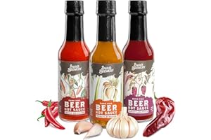 SWAG BREWERY Beer-infused Hot Sauce Variety 3-pack (Includes Asian Sriracha, Garlic Serrano, & Roasty Chipotle) - Craft Beer Gift, Hot Sauce Gift Set, Beer Sauce, BBQ Sauce, Beer Lover, Grill + Man Cave