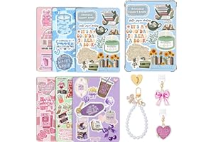 ANKUAITIAN Case Insert Cards Set for Kindle Paperwhite, 6 Book-Themed Designs with Pearl Keychain and USB-C Dust Plugs, for 11th/12th Generation 6.8" Display (Style-A)