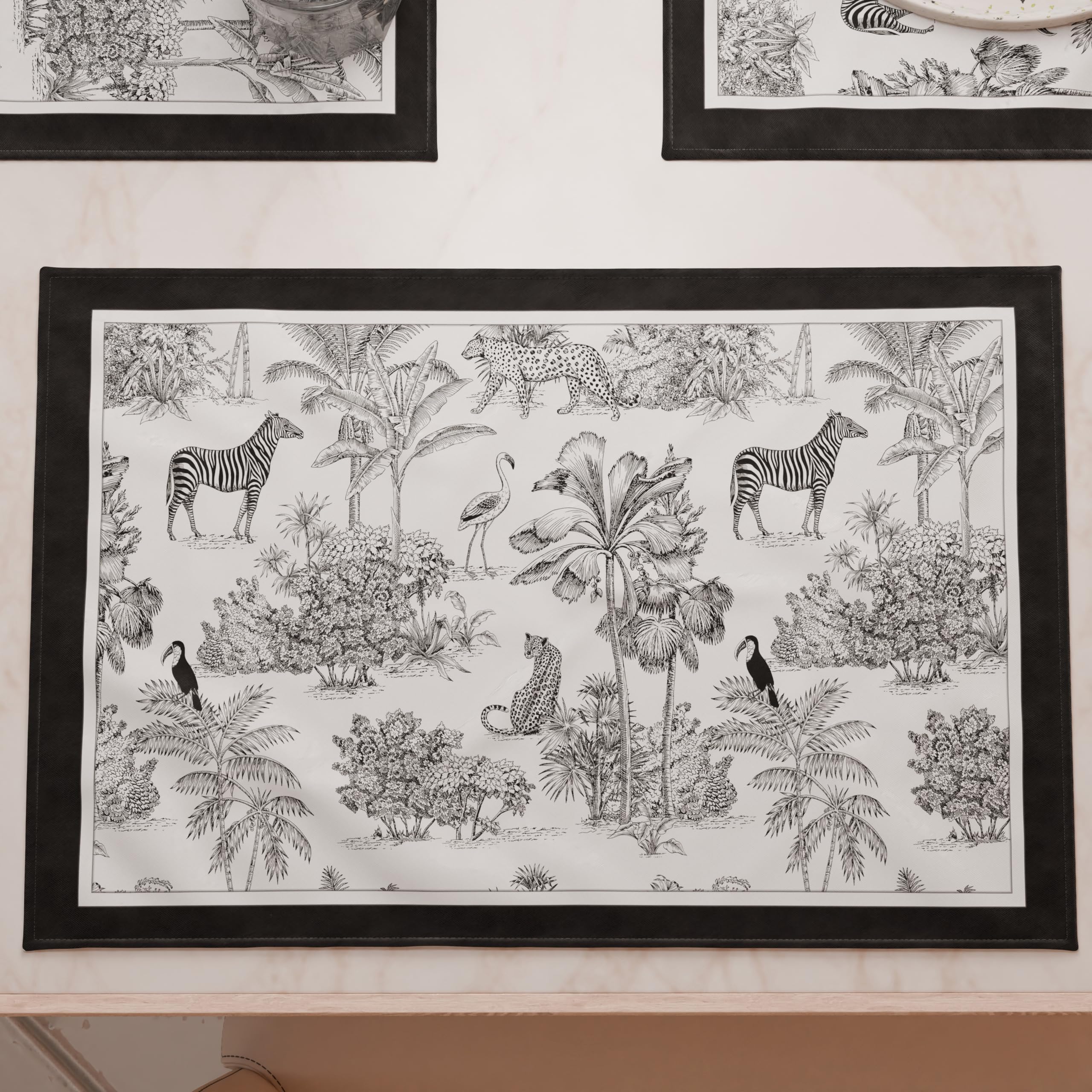 PETTI Artigiani Italiani - American Placemats with Digital Print, American Placemats in Fabric and Washable (Set of 6-30 x 45 cm) Animalier 02, 100% Made in Italy