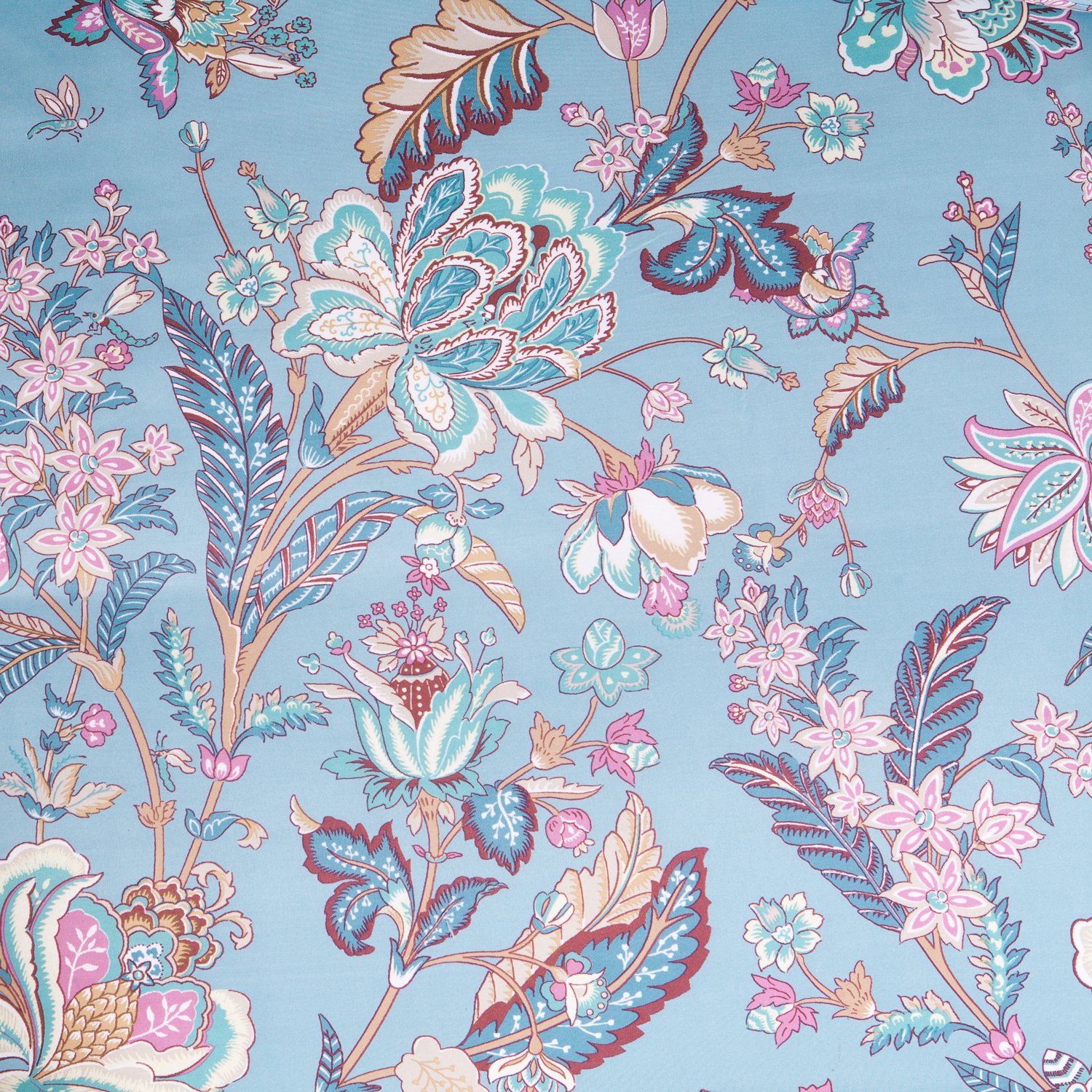 Duvet Cover Set with Zipper Closure-Printed Blue Floral Reversible Design,King (104\