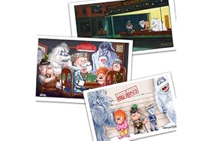 HANDMADE Christmas 3 Print Bundle - Christmas Poker Cards, Holiday Characters Meet Hopper Nighthawks & Usual Christmas Suspects Signed by Artist