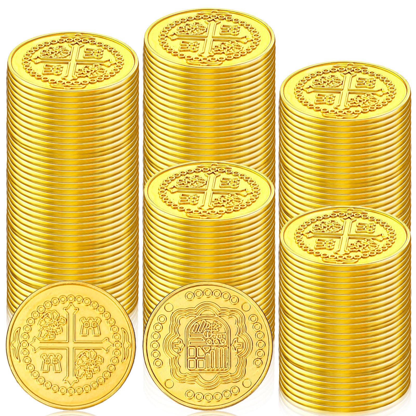 Photo 1 of Hanaive 50 Pcs Metal Treasure Coins Metal Pirate Coins Fake Gold Coin Game Tokens Spanish Doubloon Ancient Treasure Tokens Replicas Play for Kids Board Games Pirate Party Favors(Gold)