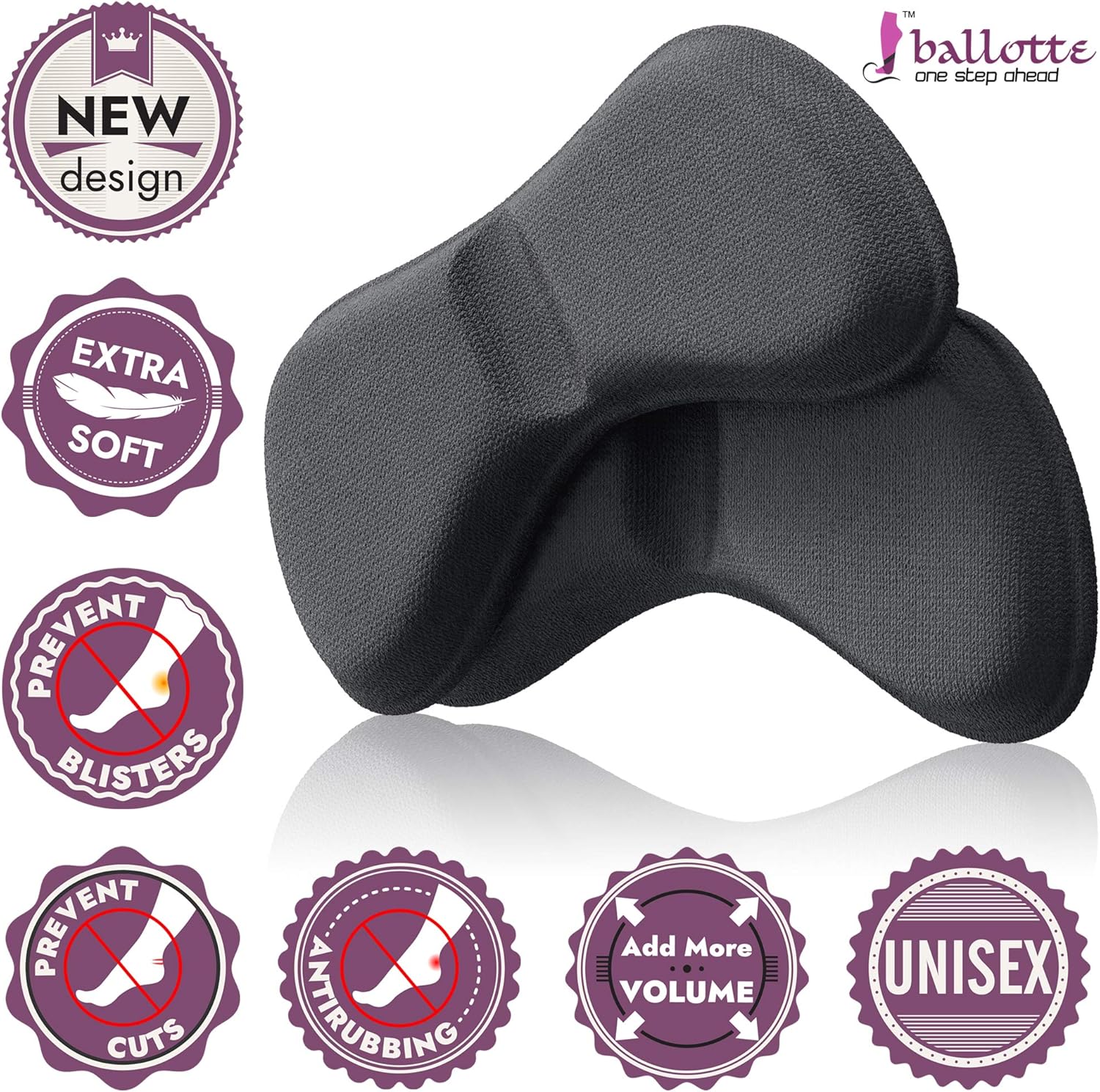 Ballotte Heel Cushion Pads, Black, 12 Count (Pack of 1) - Image 3