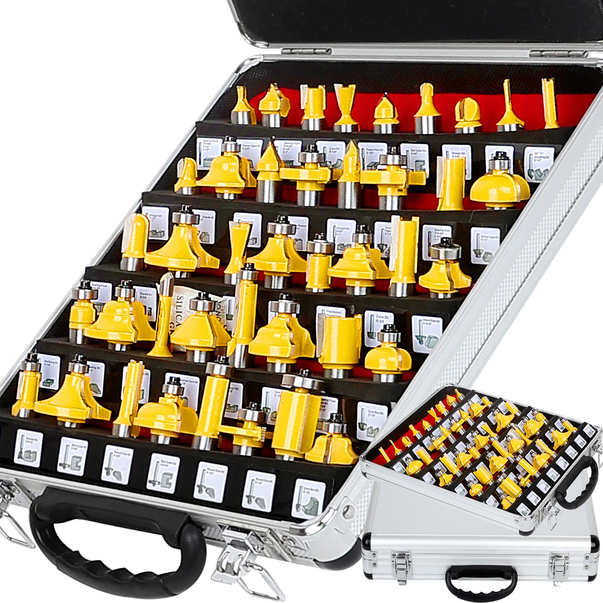MAYLINE 1/2 Inch Shank Router Bits Sets 41 PCS, Woodwork Milling Cutter Router Bit Set, Wood Cabinet Carbide CNC Cutting Tool for Door&Table Shelves (1/2-LWQ)