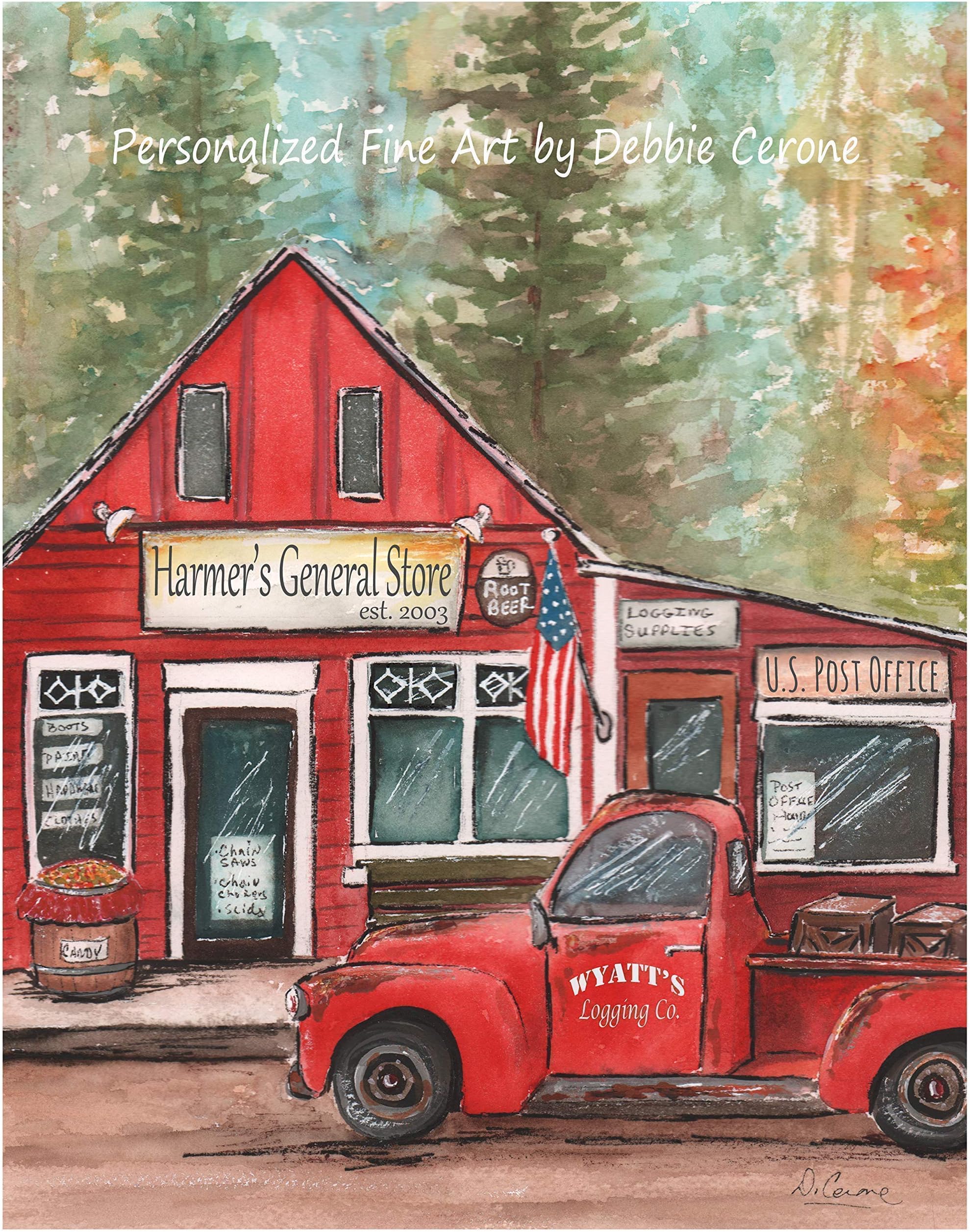 Rustic Red Truck Decor, Personalized Family Name Wall Art, Farmhouse Decor PRINT or CANVAS, Add Up To 10 Names, Date, Location, Can Choose Horizontal or Vertical Or Teal Truck Option, 8x10 to 24x36"