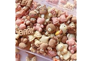 FULUSODO 100pcs Slime Charms Cute Set, Bulk Mixed Resin Charms Set Ornament Scrapbooking (Brown)