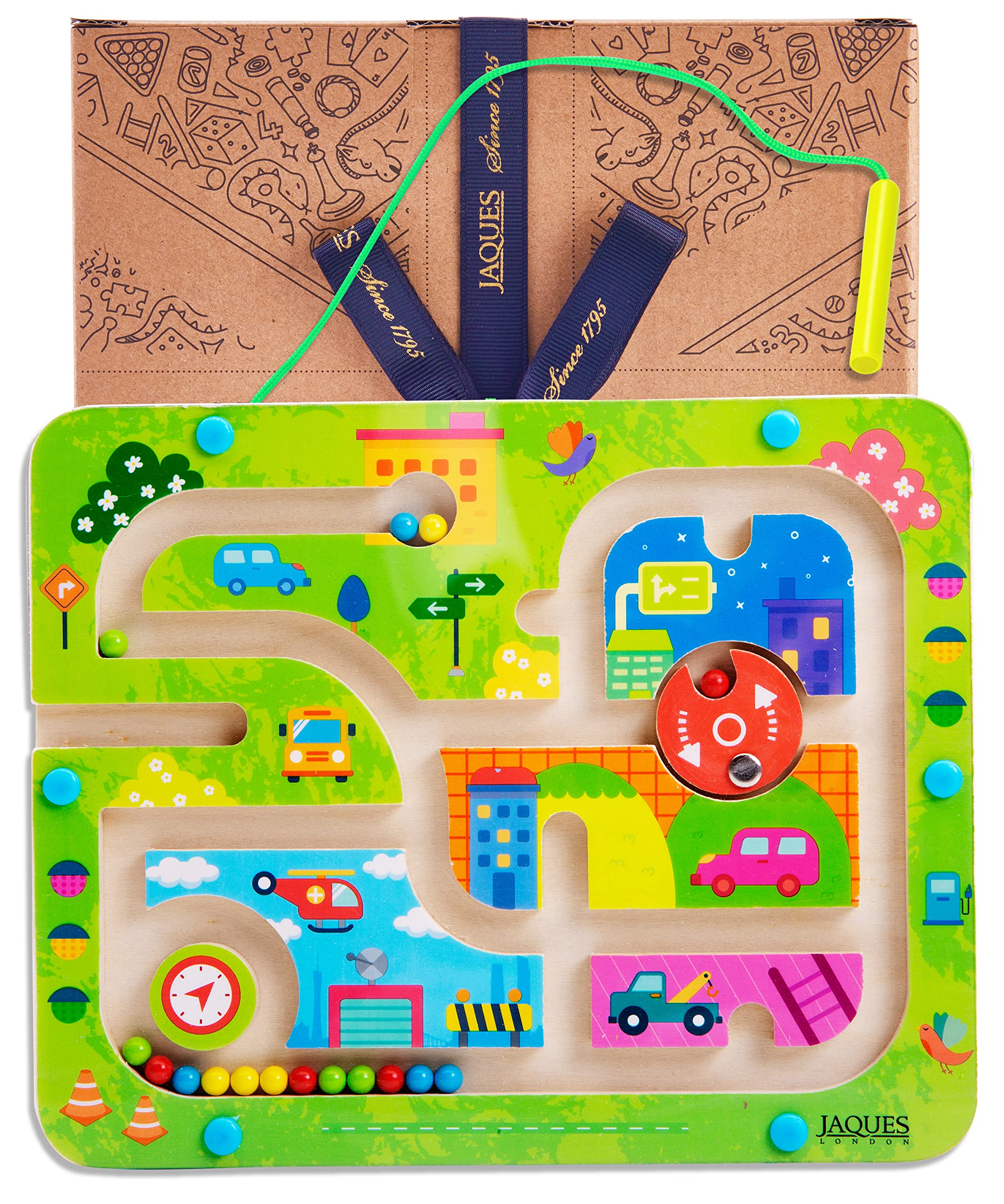 Jaques of London Magnetic Maze Board Kids Toy | Wooden Magnetic Activity Board for Toddlers Toys aged 3 + | Fine Motor Skills & Sensory Toy | Since 1795