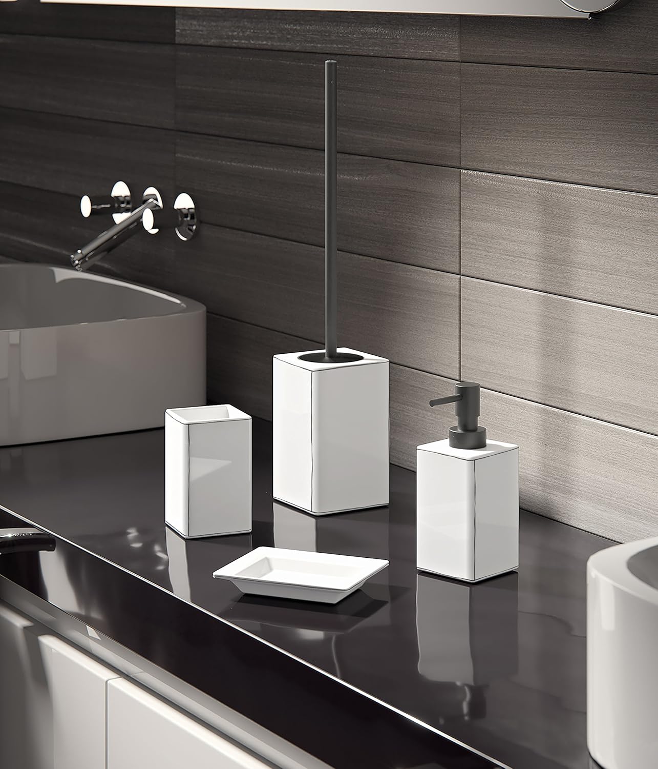 Dispenser Sapone Liquido Gedy Lucy In Ceramica Bianca - Design Moderno, 17.5x7.3x7.3 Cm