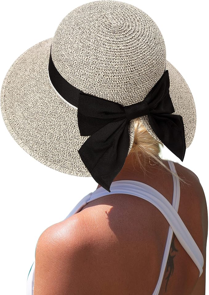 Chapeau De Paille Pliable Pour Femme - Pour Plage, Vacances Et Soleil