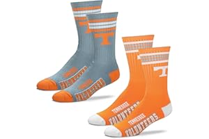 FBF For Bare Feet Men's NCAA (2-Pack)-4 Stripe Deuce Crew Socks-Size Large and Medium