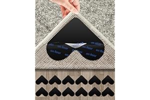 Karoter [12 Pcs] Rug Gripper, Double Sided Non Slip Rug Pads, Washable and Reusable Rug Tape, Superadhesive Carpet Tape, Rug Corner Grippers for Hardwood Floors and Tiles