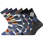 Fandecie Men's Dress Socks,Cotton Crew Socks,6 Pairs,Breathable and sweat-absorbing for Shoe Size 9-13