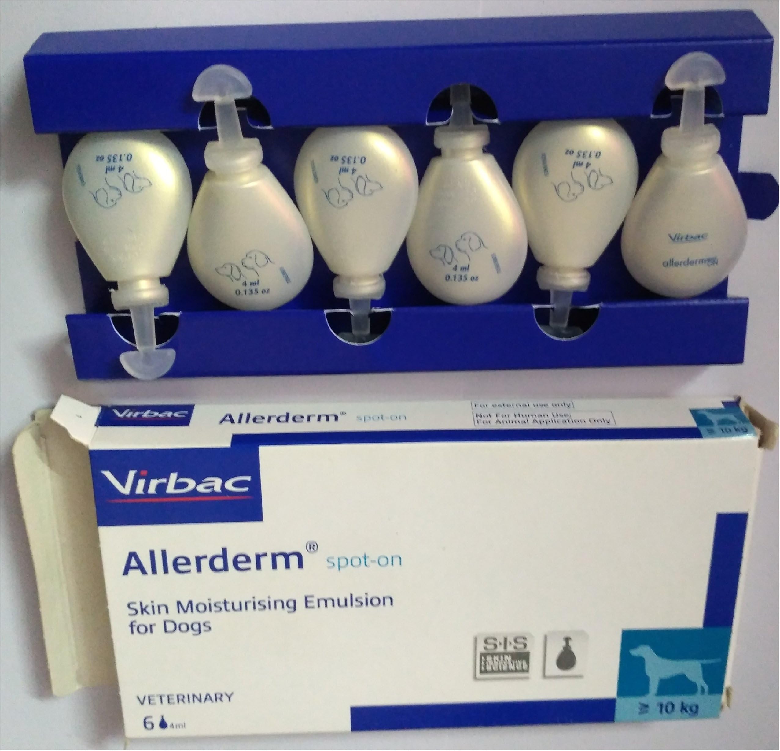 PAWSTIVELY PET CARE Virbac Allerderm Spot-on Skin Moisturising Emulsion 6 Pipettes of 4 ml Each for Dog Above 10 kg