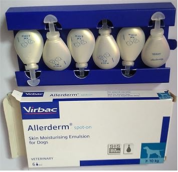 PAWSTIVELY PET CARE Virbac Allerderm Spot-on Skin Moisturising Emulsion 6 Pipettes of 4 ml Each for Dog Above 10 kg