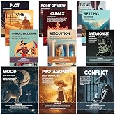 Decorably 12 Modern Literary Elements ELA Learning Decor | 11x14in Matte-Laminated English Posters for Middle School Classroom for Hallways, Bulletin Boards, Library, Home Study Room