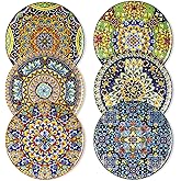 vancasso Dinner Plates Set of 6-10.5 Inch Ceramic Plates, Microwave, Oven and Dishwasher Safe, Colorful Bohemian Style Dishes for Kitchen