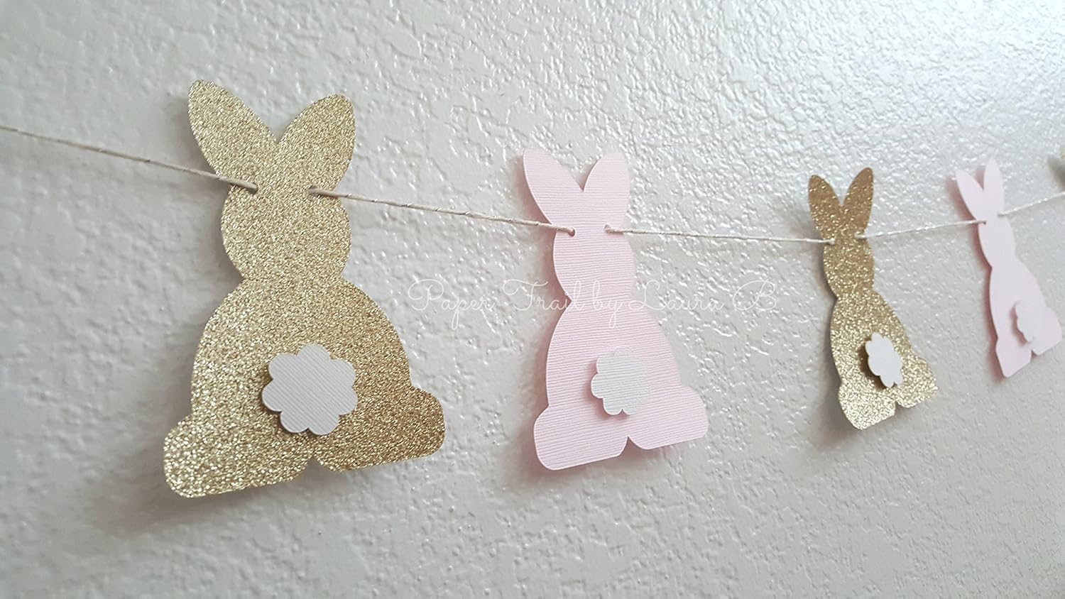 Amazon Com Pink And Gold Bunny Garland Birthday Party
