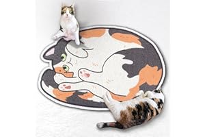 Lukamoo® Cute Cat Litter Mat (32’’X24’’), Extra-Large/XL, for Kitty Litter & Cute Cat Litter Box, Cat Accessories for Indoor Cats, Litter Trapping Mat (Calico)