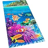 Softerry Tropical Island Beach Towel 30 x 60 inch 100% Cotton Coral Reef and Fishes