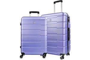 HOUAGI Luggage Sets 2 Piece,24 inch 28 inch Checked Luggage,ABS Hardshell Lightweight Suitcase with 4 Spinner Wheels,2-Piece Set(24/28),Lavender purple