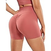 CRZ YOGA Womens Butterluxe Crossover Scrunch Butt Biker Shorts 5" - High Waist No Front Seam Workout Yoga Booty Lift Shorts