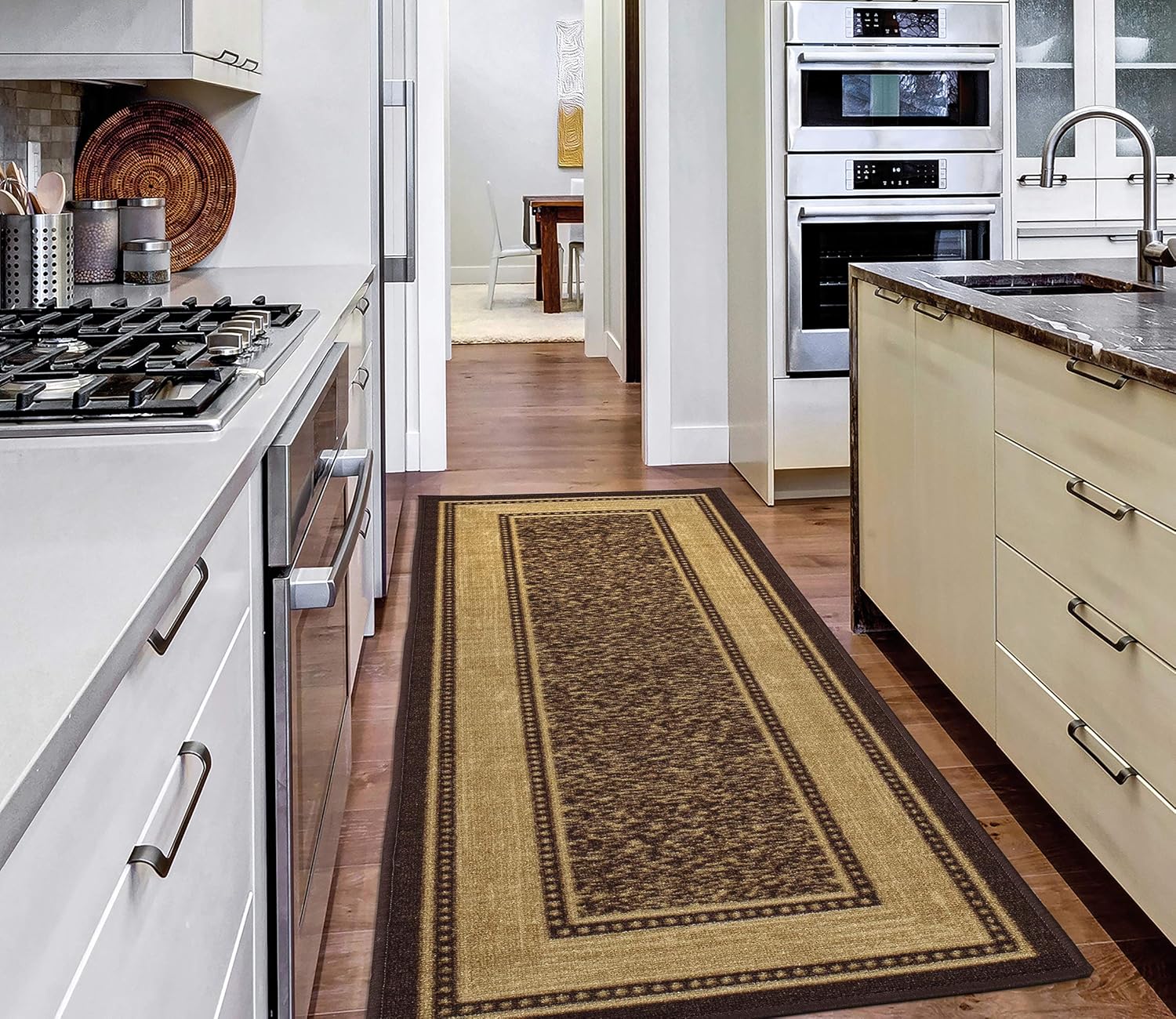 Rugs, Pads & Protectors - Ottomanson Machine Washable Bordered Design Non-Slip Rubberback 2x5 Traditional Runner Rug for Hallway, Kitchen, Bedroom, Entryway, 20