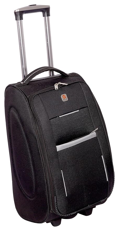 TREKKER Unisex Trolley Bag Executive Polyester Matty 22 inch Black Double Shell Cabin Bag