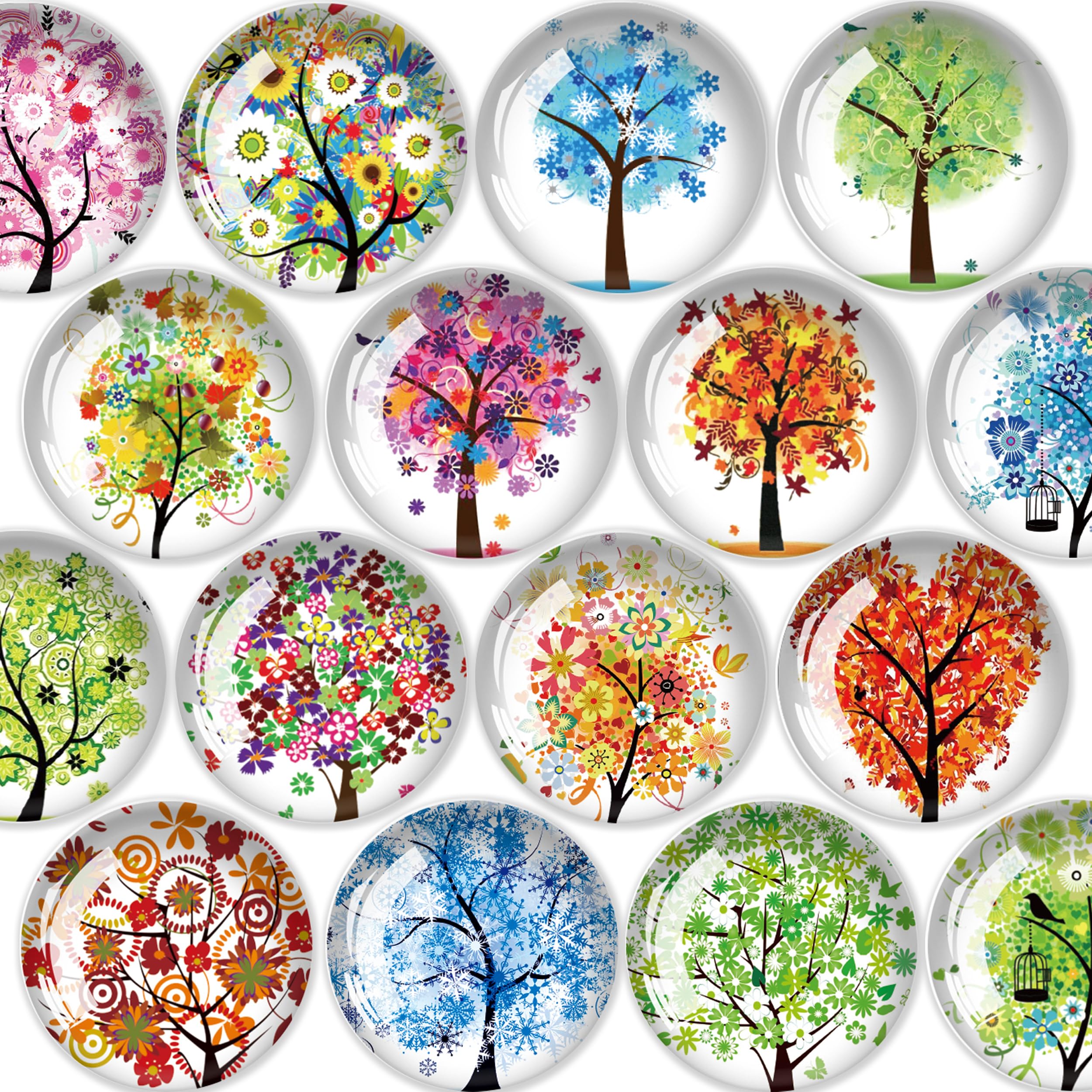 JJ PRIME - 16 Pcs Fridge Magnets | Round Fridge Magnet | Mini Fridge Accessories | Craft Magnets | Small Magnets for Whiteboard, Office. Kitchen and School (Tree of Life)