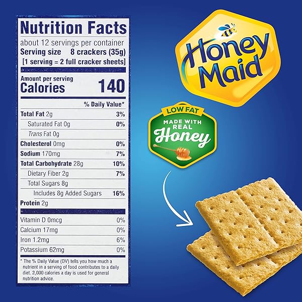 HONEY MAID LOW FAT HONEY GRAHAM CRACKERS, LUNCH SNACKS, 14.4 OZ