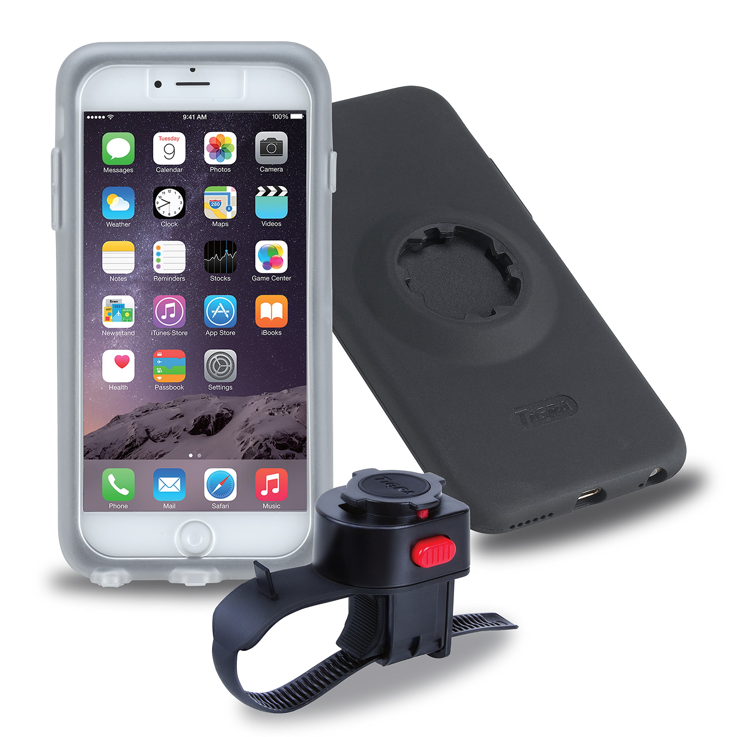 Tigra Sport MountCase Cycling Bike Kit Including MountCase, Waterproof Rain Guard and Handlebar Mount Strap Compatible with iPhone 6 Plus/6S Plus - Black