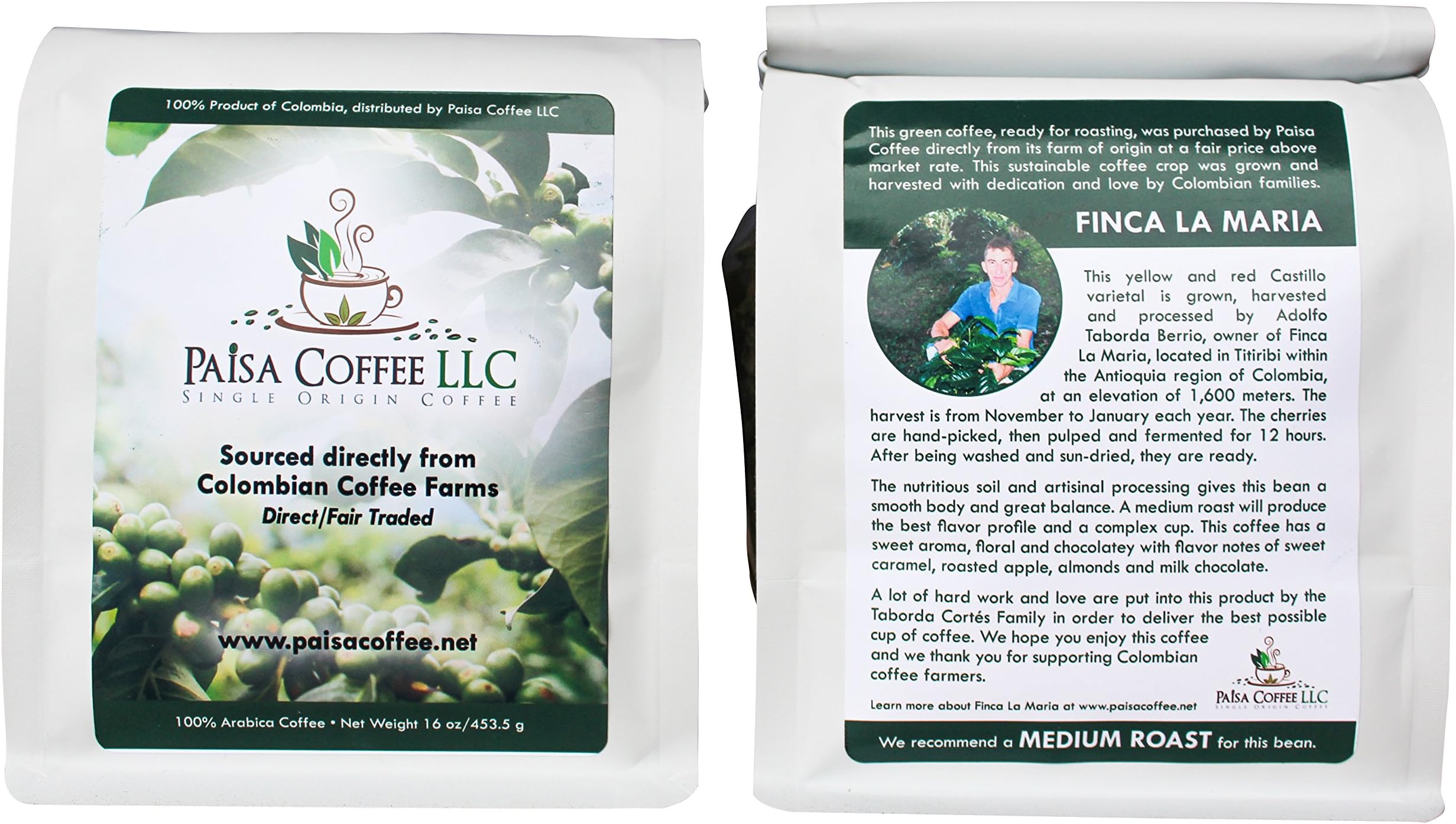 Unroasted (Green) Specialty Coffee Beans for Home Roasters - LA MARÍA Farm, Single Origin From Colombia