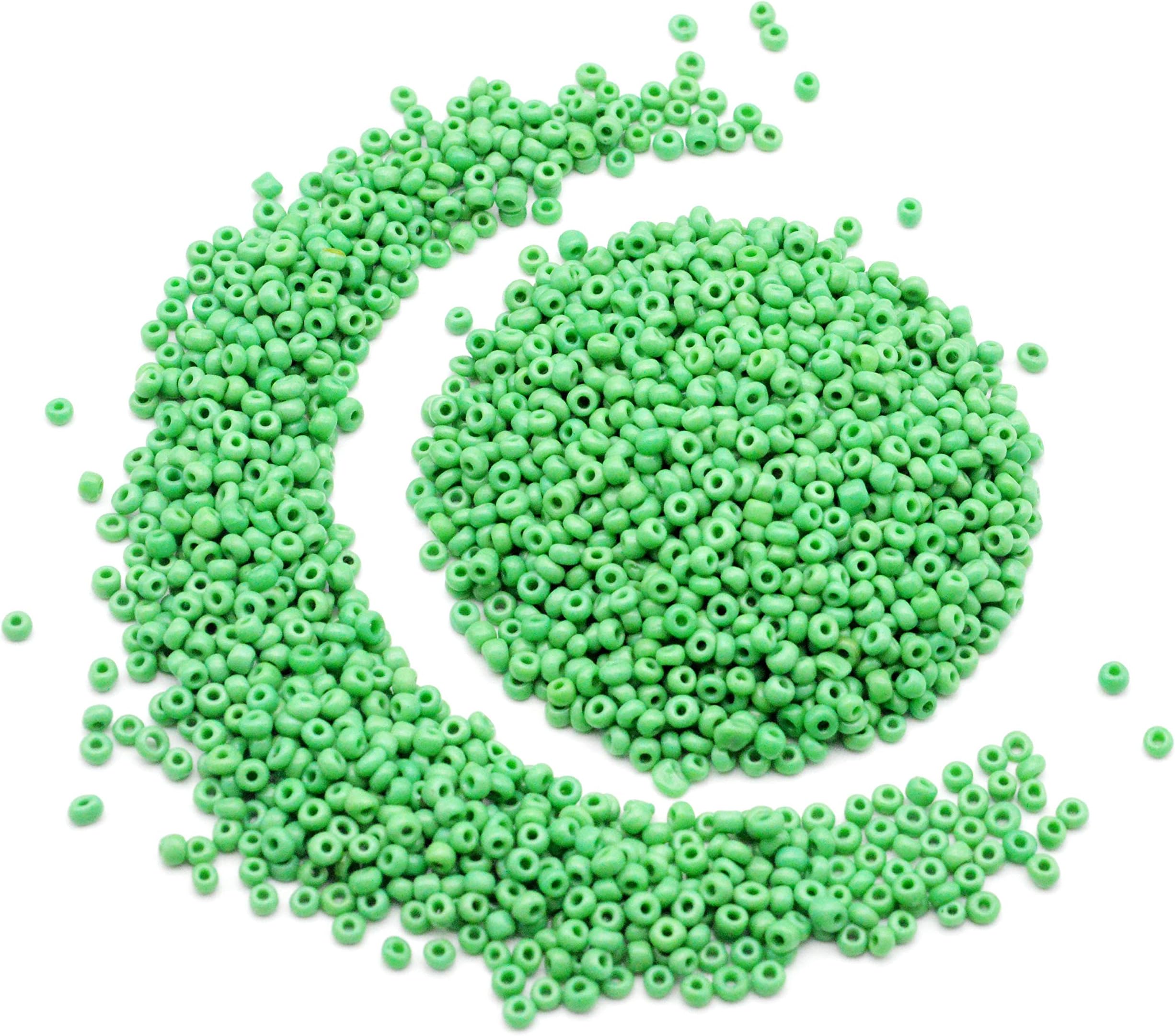 Catotrem Glass Seeds Beads Small Pony Beads Multi Colors Loose Beads for Jewelry Making(4mm/50Gr/550Pcs) Green
