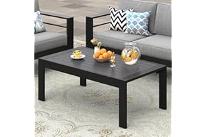 Wisteria Lane Aluminum Outdoor Furniture Patio Coffee Table, All-Weather Outdoor Metal Coffee Table, Modern Rectangle Coffee Table for Balcony, Garden, Black
