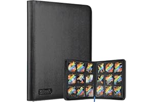 Billeeit Premium Zipper Trading Card Binder Compatible with Pokemon Card and Sport Card, 9 Pocket 540 Side-Loading Slots Card Album Holder, Ringless Game Trading Card Protective Organize Folder, BLACK