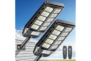 Deepn Solar Lights Outdoor, IP66 Waterproof Street Lights Outdoor, 6500K Dusk to Dawn Solar Security Flood Lights Motion Sensor with Remote Control for Yard, Entryway Garage, Porch 2 Pack