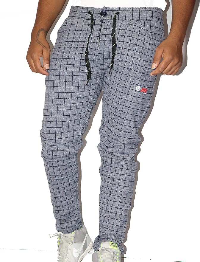 checked skinny joggers