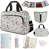 IBOVODI Pink Floral Bible Cover Case for Women, Cute Flower Large Bible Bag Book Carrying Bag with Strap Handle Zipper Pockets, Pens and Highlighters Cross Clips for Bible Study & Church