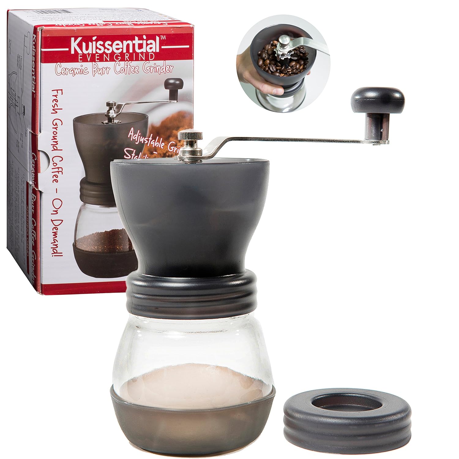 Manual Coffee Burr Grinder- The Original EvenGrind w/Patented Stability Cage- Even Coffee Grounds Guaranteed!