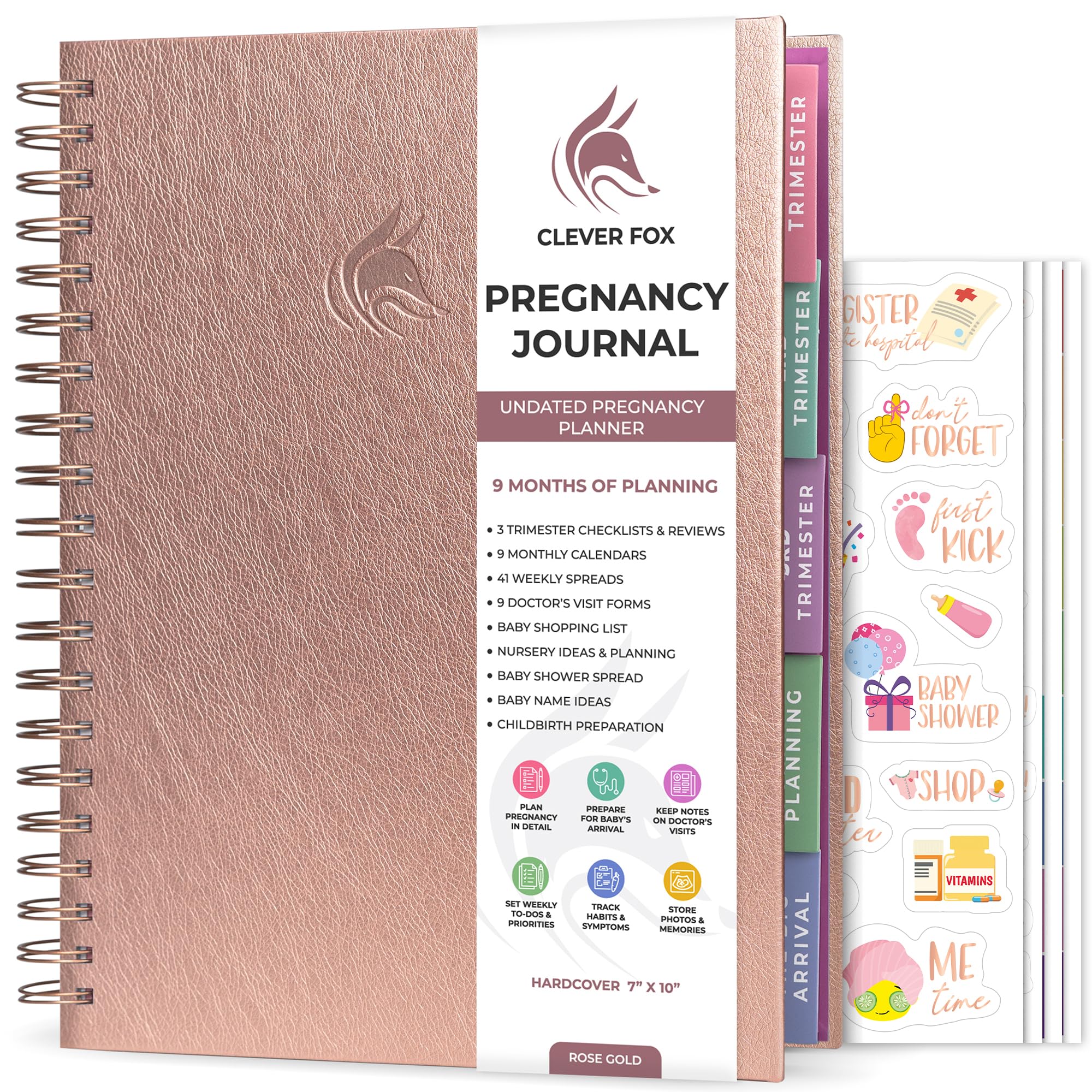 Clever Fox Pregnancy Journal & Memory Book - Pregnancy Planner & Notebook for Expecting Moms – Baby Keepsake, First Time Moms Gift, 21.5x27cm (Rose Gold) — image 1
