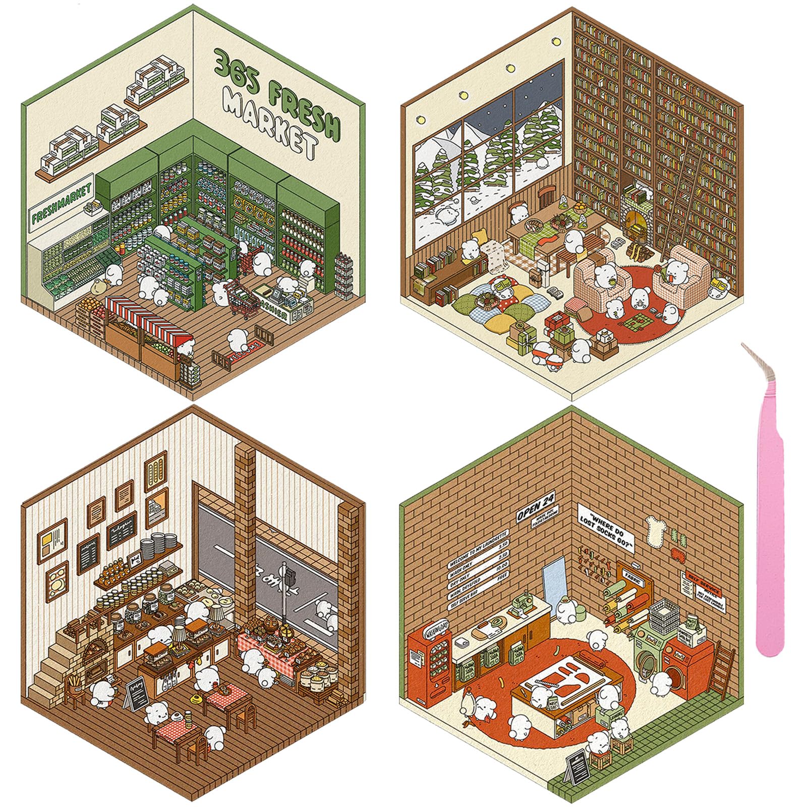 Photo 1 of ***5 PACKS INCLUDED***4 Sets DIY 3D House Stickers, 3D Sticker Scene Miniature Scene Stickers, Cute Cartoon Sticker Scenes for Adults Kids, Make Your Own Fun Room Book***5 PACKS INCLUDED***