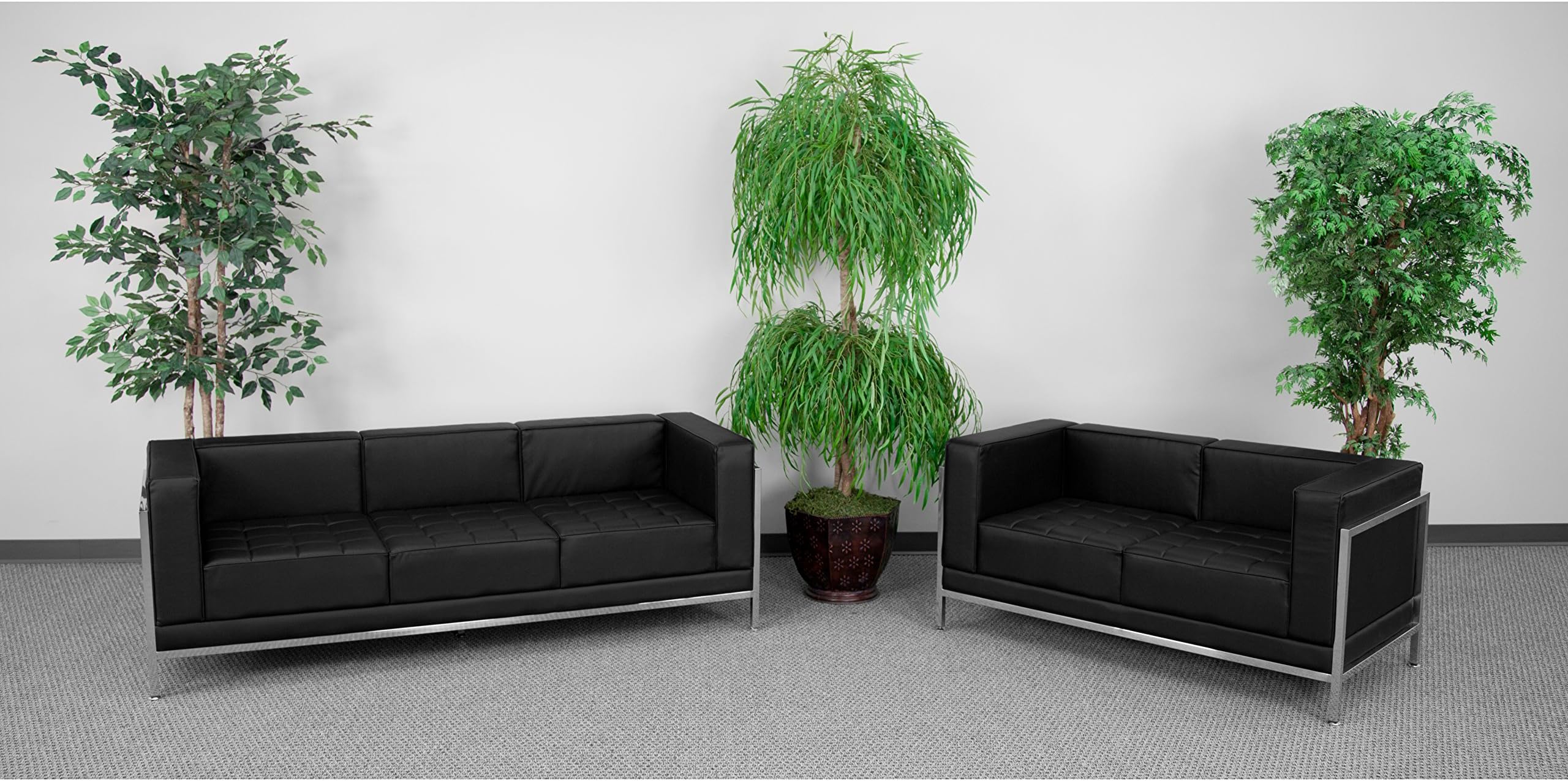 Black Leather Sofa & Loveseat Set