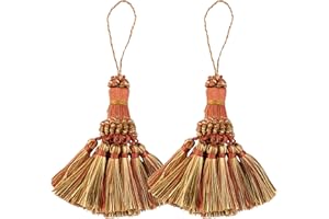 BEL AVENIR Elegant Polyester Tassel Handmade Colorful Craft Tassels Charms for Key Chain Straps DIY Accessories (Orange, 2 Pack)