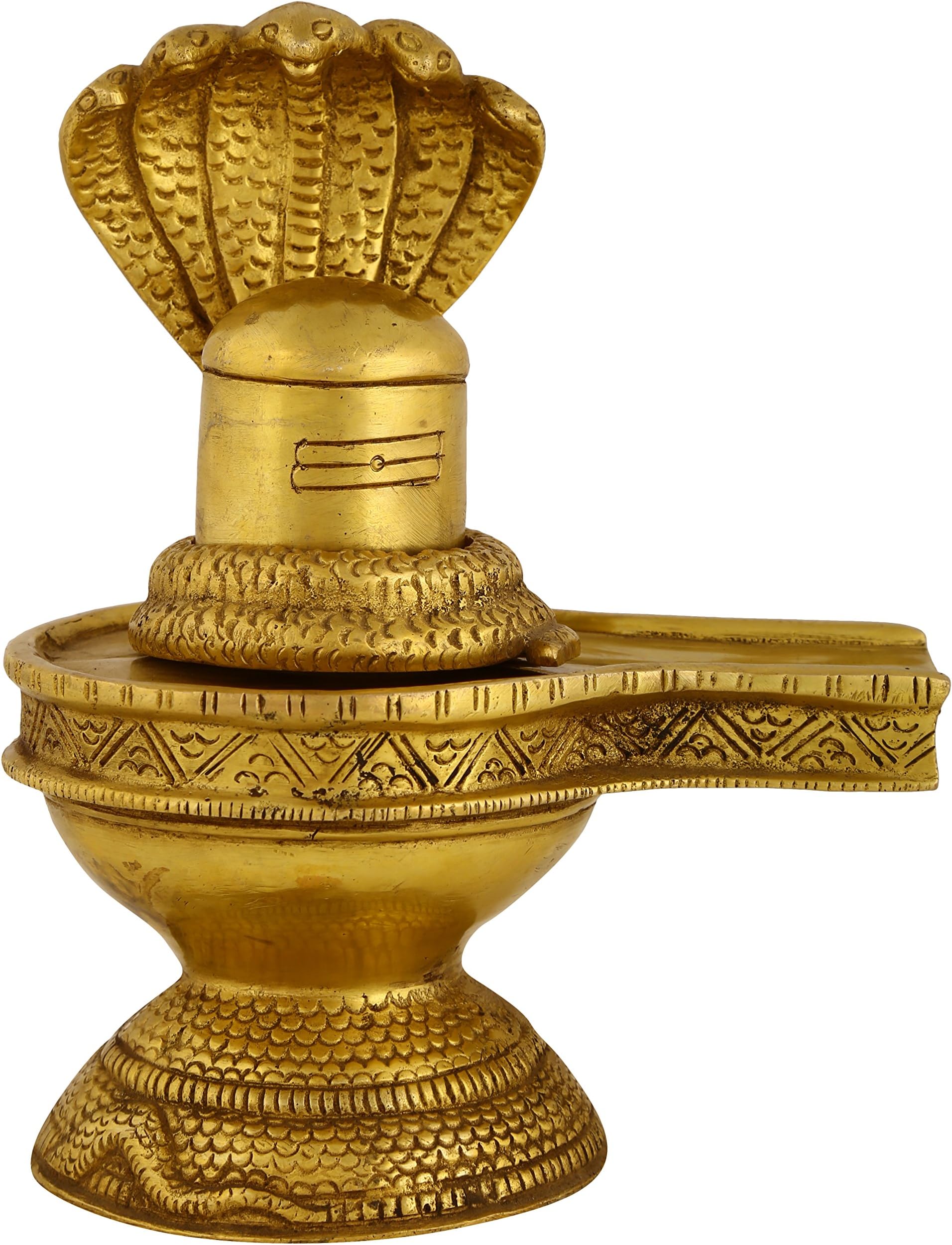 Kalakrithi Linga and Snake - 8 Inches Golden Yellow
