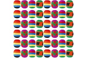 Yunsailing Knit Sack Balls for Kids Knitted Kickball Soft Juggling Balls Multicolored Crochet Geometric Pattern Foot Bag Kick Sack for Kids Boys and Girls, Random Color