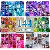 XSEINO About 7200PCS 6mm Glass Beads Bracelet Making Kit,144 Assorted Colors Crystal Glass Beads for Bracelet and Jewelry Making and DIY Crafts,Friendship Gifts,to Give to Friends, Family