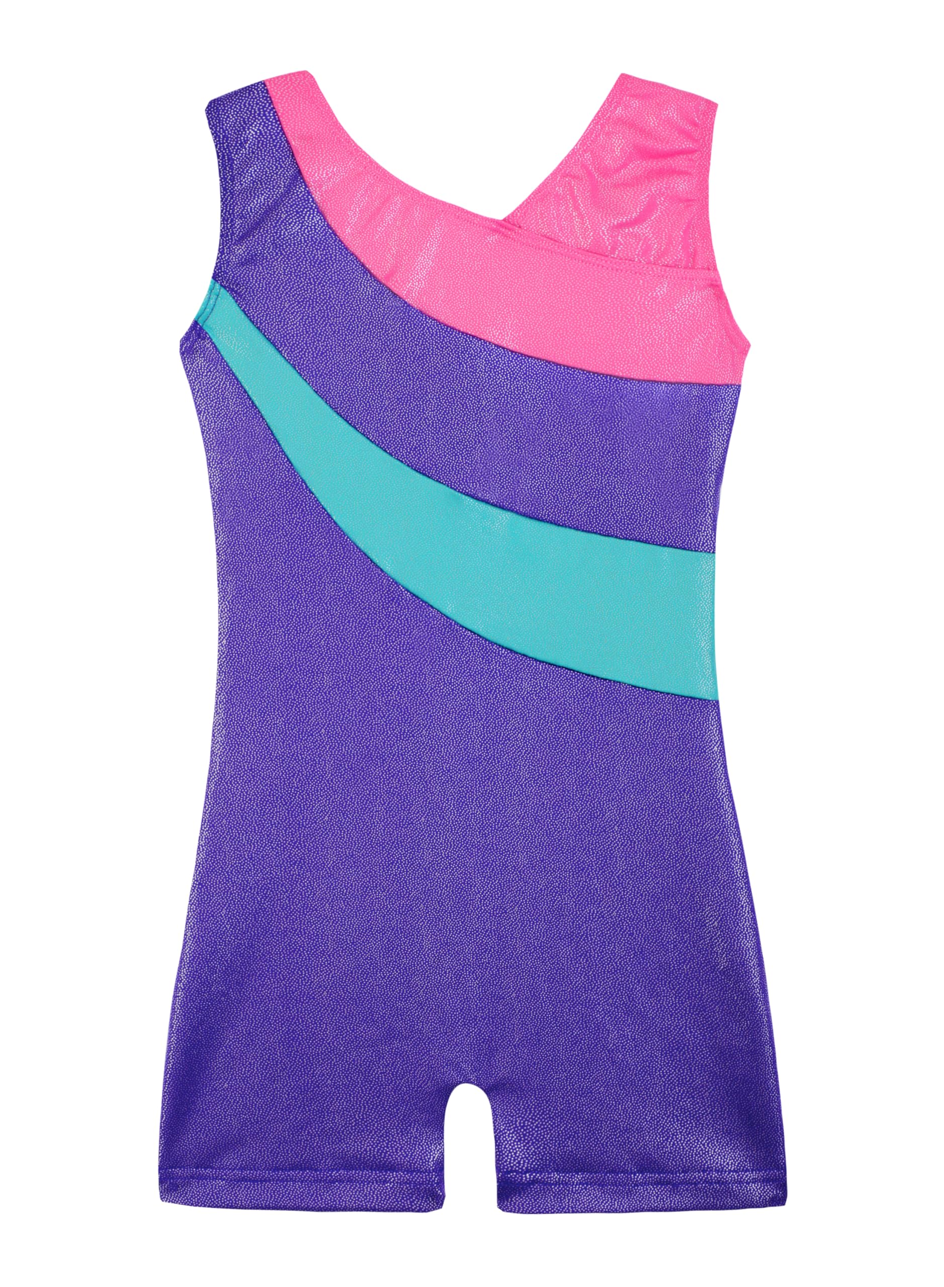 Gymnastics Leotards For Toddler Girls Long Sleeve Sparkle Stripes Tank Biketards One Piece B173gradientblue150 - View #4