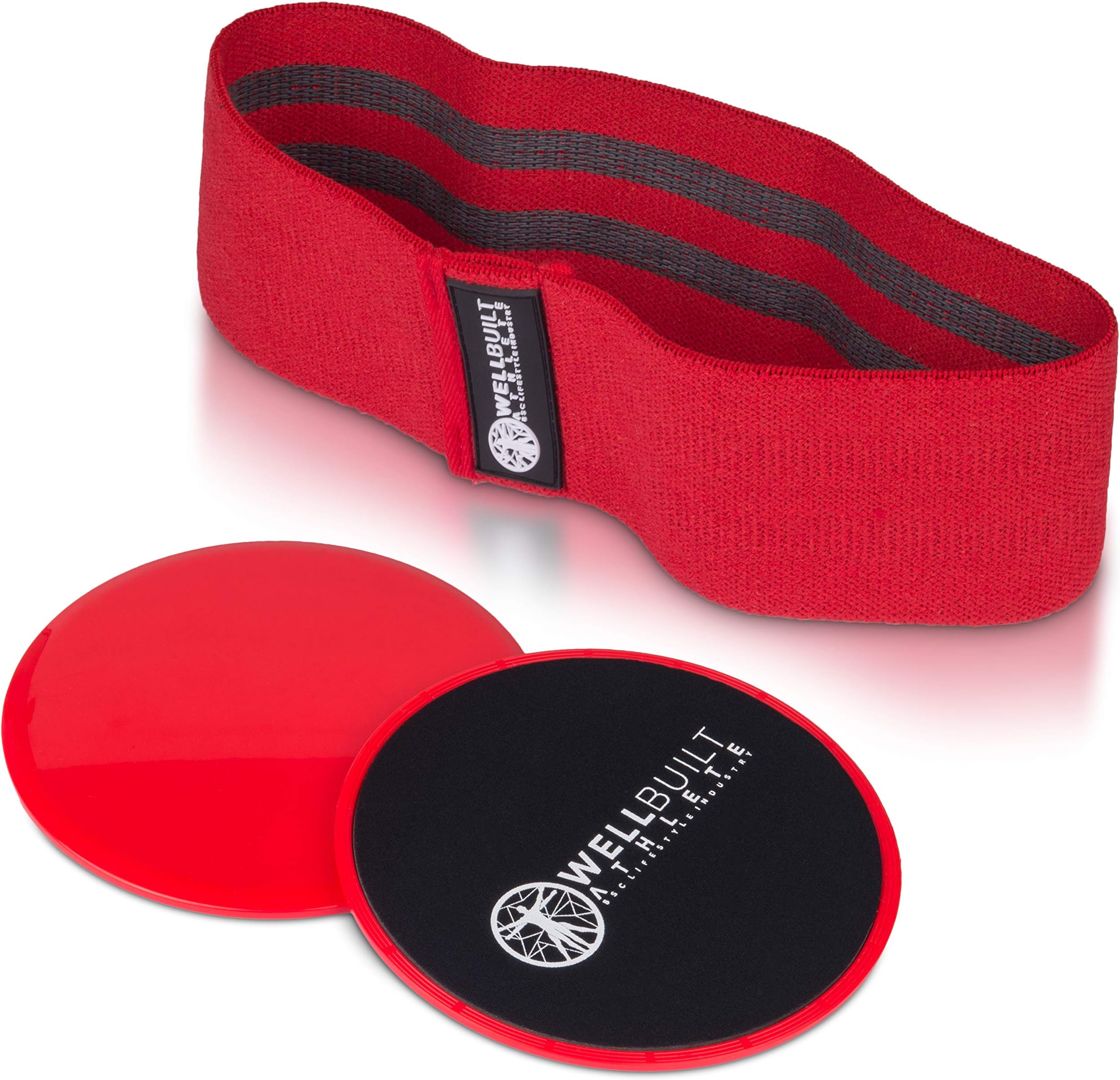 Well Built Athlete Squat Band with Core Sliders and E-Book, Fabric Resistance Bands for Working Out Squat Bands for Butt and Thighs Hip Band Glute Band Non Slip Cloth Resistance Bands