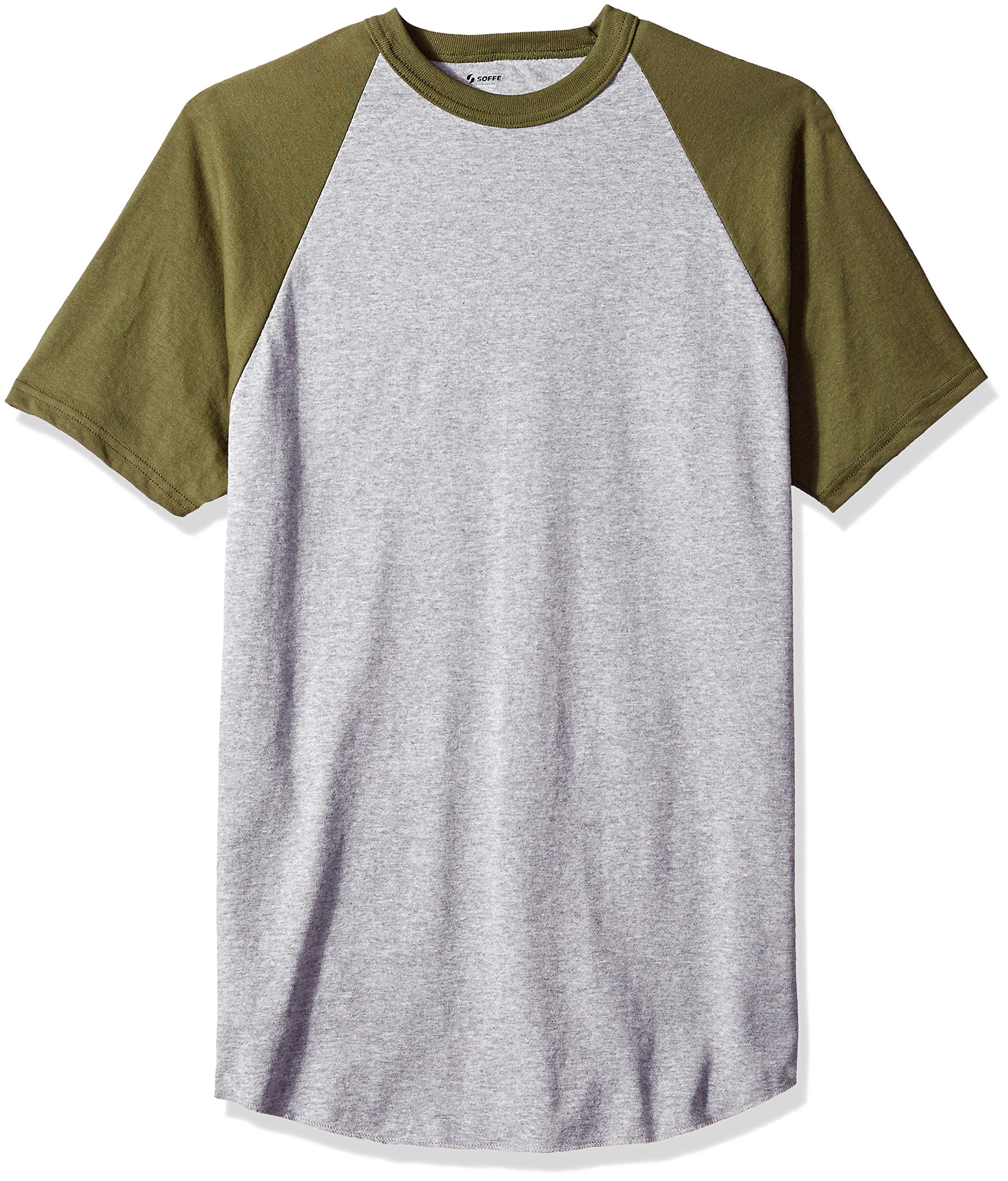 Soffe Camiseta de béisbol de manga corta para hombre, Athletic Oxford/OD verde, S